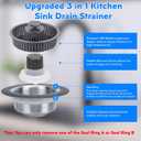 2 x 3 in 1 Kitchen Sink Drain Strainer and Stopper Kit,Stainless Steel Pop-up Kitchen Drain Stopper with Strainer Basket,Anti-Clogging Kitchen Sink Strainer for Standard 3-1/2 Inch Drain (Upgraded)