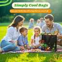 Simply Cool 50 Pack Reusable Grocery Bags, Large Tote Bags Bulk, Printed | 13”x12.6”x7.25" Heavy Duty Non-woven Black Shopping Bags with Handles, Foldable, Washable for Retail and Commercial use