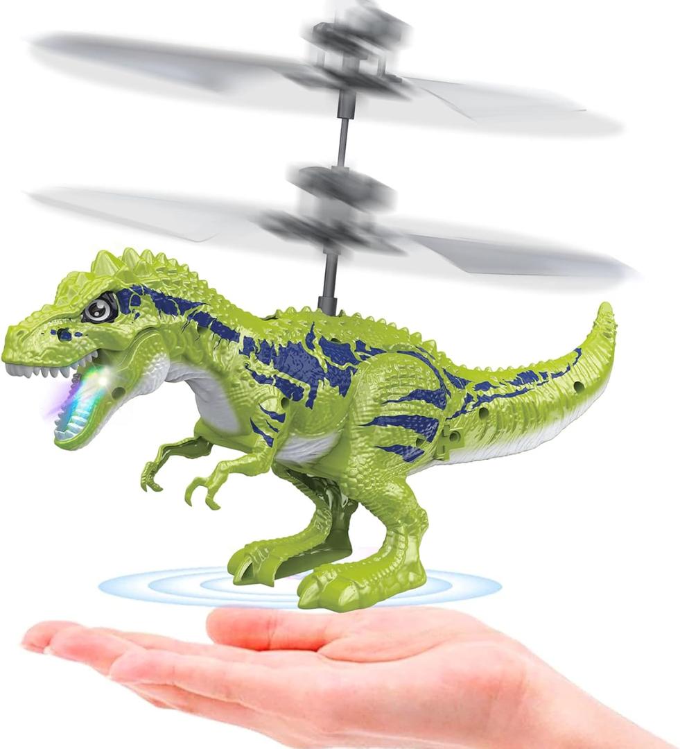 Dinosaur Toys for 8-12 Year Old Boys, Infrared Induction RC Ball Cool Toy for Kids Boys Girls Light Helicopter Flying Drone Indoor Outdoor Games Christmas Birthday Gifts