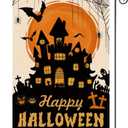 4 x Halloween Garden Flag Halloween Yard Outdoor Decoration 12 x 18 Inch Double Sided Washable Polyester (Bats Castle)