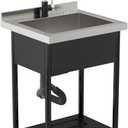 Sarlai Freestanding Utility Sink Stainless Steel Commercial Restaurant Kitchen Sink Outdoor Sinks Single Bowl Laundry Utility Kitchen Sinks With Faucet for Garage Outdoor Indoor Basin (24"x21", Gunmetal Black)