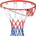 Basketball Rim Goal 18 ", Replacement Basketball Rim Goal Hoop Net for Indoor Outdoor (Red)