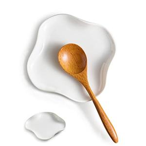 Cormomu Spoon Rest, Spoon Holder for Stove Top, Farmhouse kitchen Decor Spoon Rack Cooking Holder for Multiple Utensils, White, Ruffled Edge