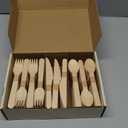 100% Compostable Cutlery Set - 300 Pieces Wooden Compostable Utensils [120 Forks, 90 Knives, 90 Spoons] - Disposable Wooden Cutlery, Eco Friendly Forks And Spoons Disposable Cutlery Set Party Utensils