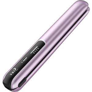 2-in-1 Cordless Hair Straightener and Curler, Portable Mini Flat Iron with Rechargeable, Mini Curling Iron for Travel and Home, Purple