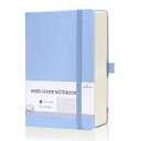 EMOMAS Lined Journal Notebook, 360 Numbered Pages(With page number), Thick Journal for Writing A5 College Ruled Notebook, 100gsm Lined Paper, Leather Hardcover, 5.75'' X 8.38''-1 Pack, Sky Blue