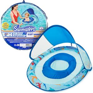 SwimWays Baby Spring Float with Adjustable Canopy and UPF Sun Protection, Blue Lobster (Shark)