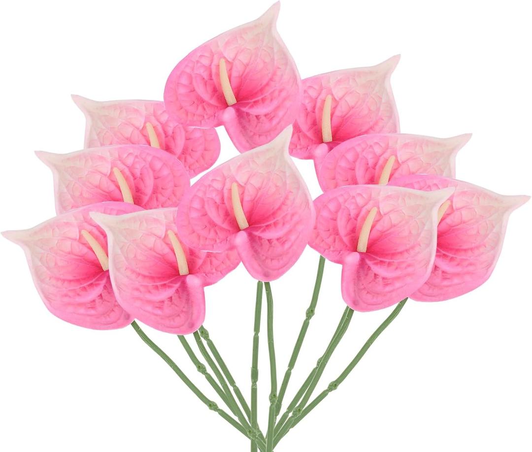PATIKIL 13" Artificial Anthurium Lily Flowers, 10 Pack Permanent Flower Floral Arrangements Bouquet for Home Decor Bridal Wedding Festival Party, Light Pink