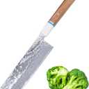 Meteorite Nakiri Japanese Vegetable Knife, For Precision Veggie Prep, Hand-Hammered Starry Damascus, Convex Grind Edge, Olive Wood Handle Gourmet Gift IceRaven 7 Inch