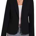 Women's Button Front Blazer Jackets Long Sleeve Lapel Business Casual Office Work Lightweight Blazers with Pocket (X-Large, Black)