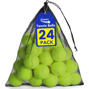 FURWEY Tennis Balls, 12/24/36/80 Pack Bulk Tennis Balls Pressureless Tennis Ball, Come with Mesh Bag for Easy Transport,Pet Dog Playing Balls, Good for Beginner Training Ball