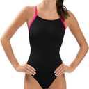 Dolfin Uglies One Piece Swimsuit - Athletic Practice Swimwear for Training, Sports, and Fitness (28, Black)
