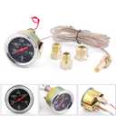 Dyno Racing 2" 52mm 12V Pointer Mechanical Water Temperature Temp Gauge (50-140,130-280),Yellow Light Car Meter with Sensor NPT 1/2, NPT 3/8, NPT 1/4, 1.8m Wire Length