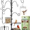 Gray Bunny Bird Feeder Stand for Outside, 6-Hooks, 91" Bird Feeder Station, Multi Pole Kit with Bird Bath, Mesh Tray, Suet Cage, Hummingbird Swing, & Fat Ball Hanger, 5-Prong Base