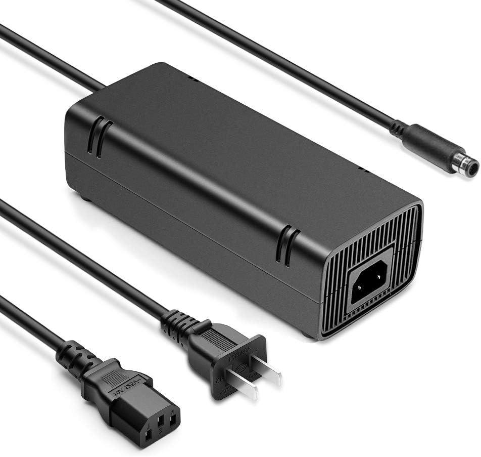 for Xbox 360 E Power Supply Brick with Power Cord, AC Adapter Power Supply Charger for Microsoft Xbox 360 E Console, 100-240V Auto Voltage, New Cooling System Low Noise Safty Easy to Use