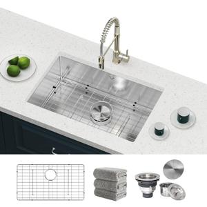Kitchen Sink 27x18 Inch Undermount Kitchen Sinks Stainless Steel Sink 16 Gauge Single Bowl Sinks with Accessories