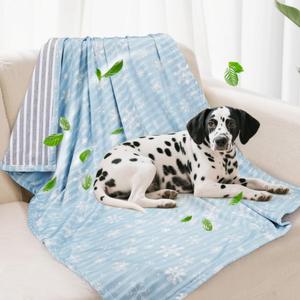 Dog Cooling Blanket Lightweight Self Cooling Blanket Bed Cover for Small Medium Dogs Washable Dog Cat Summer Blanket for Bed Cover Couch Sofa(Blue) S (S:28*21inch)