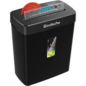 Woolsche Paper Shredder,10-Sheet Cross Cut with 3.43-Gallon Basket, P-4 Security Level,3-Mode Design - Shreds CD and Credit Card,Durable,Fast and Jam Proof for Home Office (ETL Certified)