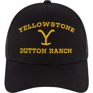 Yellowstone Trucker Hat, Adjustable Snapback Mesh Baseball Hat with Curved Brim (Midnight)