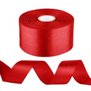 1-1/2 inch Red Ribbon for Gift Wrapping, Satin Fabric Ribbon for Crafts, Christmas Tree, Valentines, Bows Bouquet, Floral, Hair Birthday Decoration 25 Yards