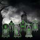 TeqHome Halloween Outdoor Yard Sign Decorations, 6Pcs Tombstone Lawn Sign with 6pcs Stakes, Halloween Yard Stakes for Horror Theme Party Halloween Decor (Tombstone)