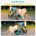 Petbobi Dog Stroller for Large & Medium Dogs - Easy Fold Dual Entry Pet Stroller with One-Foot Brake, All Terrain Wagon Cart with Air Mesh, Ideal for Large Senior Pets up to 80 lbs, Green