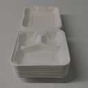 ECOLipak 50 Pack Clamshell Take Out Food Containers, 100% Compostable Disposable To Go Containers, 8X8 inch 3-Compartment Heavy-Duty To Go Boxes