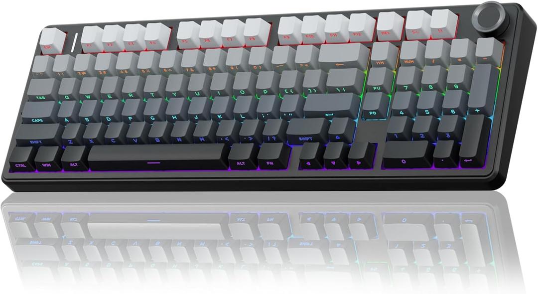 AULA F99 Pro Wireless Mechanical Keyboard with Knob,Gasket Structure,Tri-Mode BT5.0/USB-C/2.4GHz Hot Swappable Keyboard,Creamy Sound,RGB Backlit PBT Keycaps Computer Gaming Keyboards