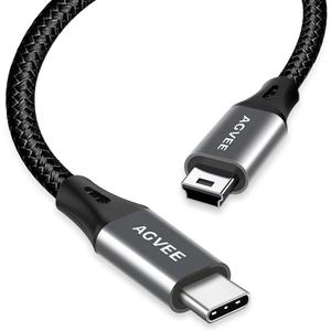 AGVEE 2 Pack 3.3ft USB-C to Mini USB Cable, Braided Durable Mini-B 5-Pin to Type-C Data Charging Charger OTG Cord for Hero 3+, PS3 Controller, Canon Nikon Camera, GPS, Blue Yeti, Dark Gray