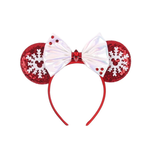 New Disney Christmas Mouse Ears Headband, 5‘’, Sequins/Bow Hairbands for Girls