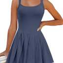 ANRABESS Women's Tennis Athletic Pleated Summer Mini Dress 2025 Golf Workout Build in Shorts Casual Romper Short Sundress (Gray Blue) S