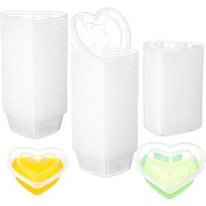 72 Pcs Heart Shaped Storage Containers 4 oz, 5 oz Heart Plastic Containers with Lids Clear Box Plastic Disposable Portion Cups for Food Storage DIY Craft Making