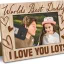Father Picture Frame, Worlds Best Daddy I Love You Lots 4x6 Inch Rustic Wooden Picture Frame, Father's Day Gifts, Heartfelt Gift for Dad on Fathers Day, Birthday, Farmhouse Office Home Decor