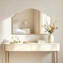 Arched Gold Wall Mirror, 36"x24" Scalloped Dresser Mantel Mirror Decorative Wall Mounted Mirror for Living Room, Bedroom, Fireplace