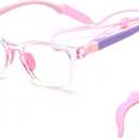 JM Kids Blue Light Glasses, Computer Gaming Grasses for Girls Boys Age 3-10, Anti Blue Ray TR90 Eyeglasses (Pink (Square Style))