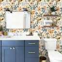 Peel and Stick Colorful Moody Vintage Contact Paper Removable Botanical Leaf Floral Wallpaper 17.7" x 118.11" Wall Paper Self Adhesive for Classroom Bedroom Laundry Room Bathroom