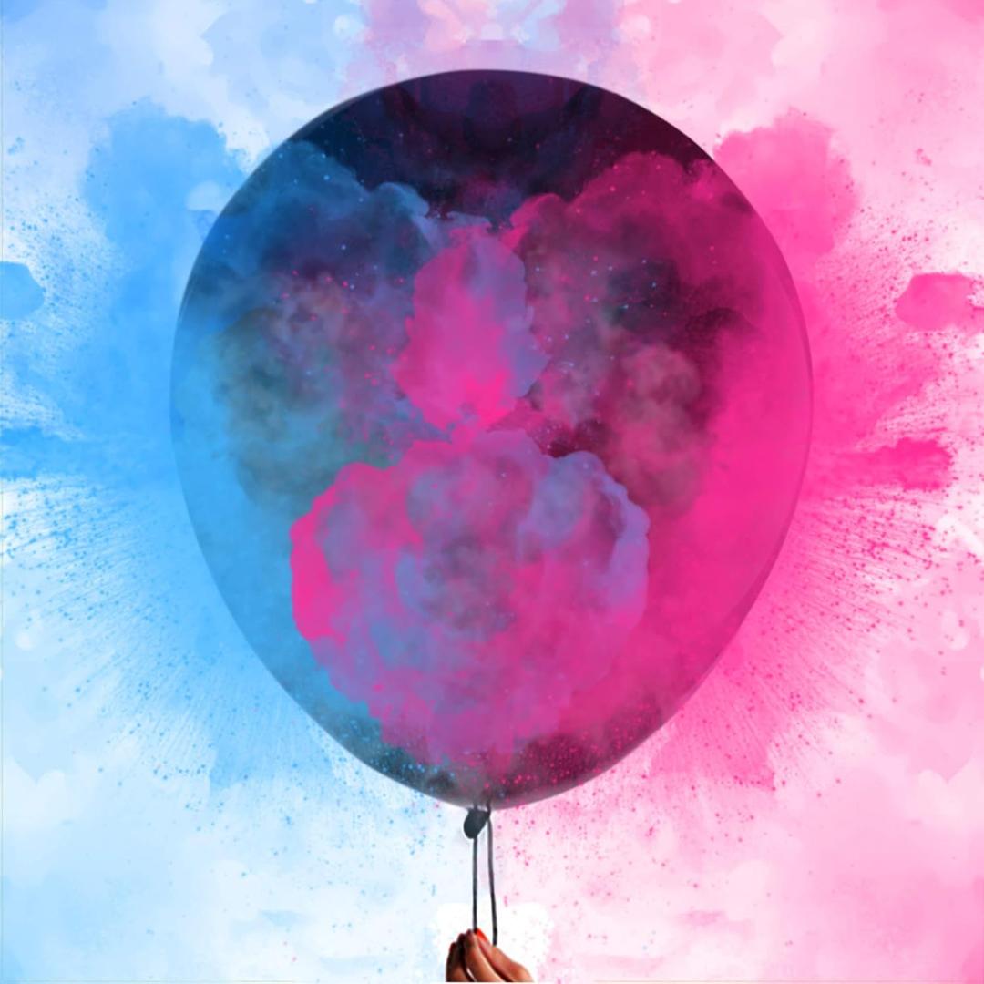 Nibana 36 Inches Gender Reveal Balloons - Come with Pink, Blue Powder and 3 Jumbo Black Balloons