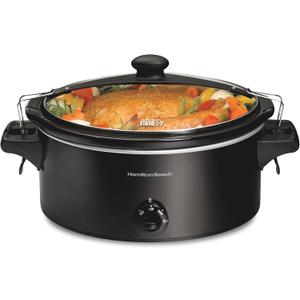 Hamilton Beach Stay or Go Portable Slow Cooker with Lid Lock, Dishwasher-Safe Crock, 6-Quart, Black 33261