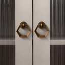 Vintage Hexagonal Cabinet Handles, Antique Bronze Zinc Alloy Drawer Pulls, 4 Piece Set, Geometric Door Knobs with Mounting Hardware