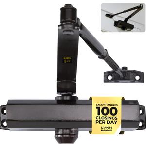 LYNN HARDWARE Medium Duty Automatic Door Closer (Dark Bronze) - Highly Durable Cast Aluminum, Commercial or Home Use, Adjustable Speed Controls, 3 Mounting Options, 3 Hour Fire Rated (DC6003 Model)