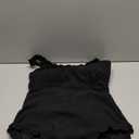 Charmo Womens Scalloped Ribbed One Piece Swimsuits Retro Square Neck Modest Bathing Suits (Large, Black)