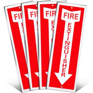 Tondiamo 4 Pack Fire Extinguisher Sign Fire Rust Aluminum Signs 4 x12 Inch Laminated for Ultimate UV, Weather, Scratch, Water and Fade Resistance, Indoor and Outdoor(Regular Style) (10x30cm)