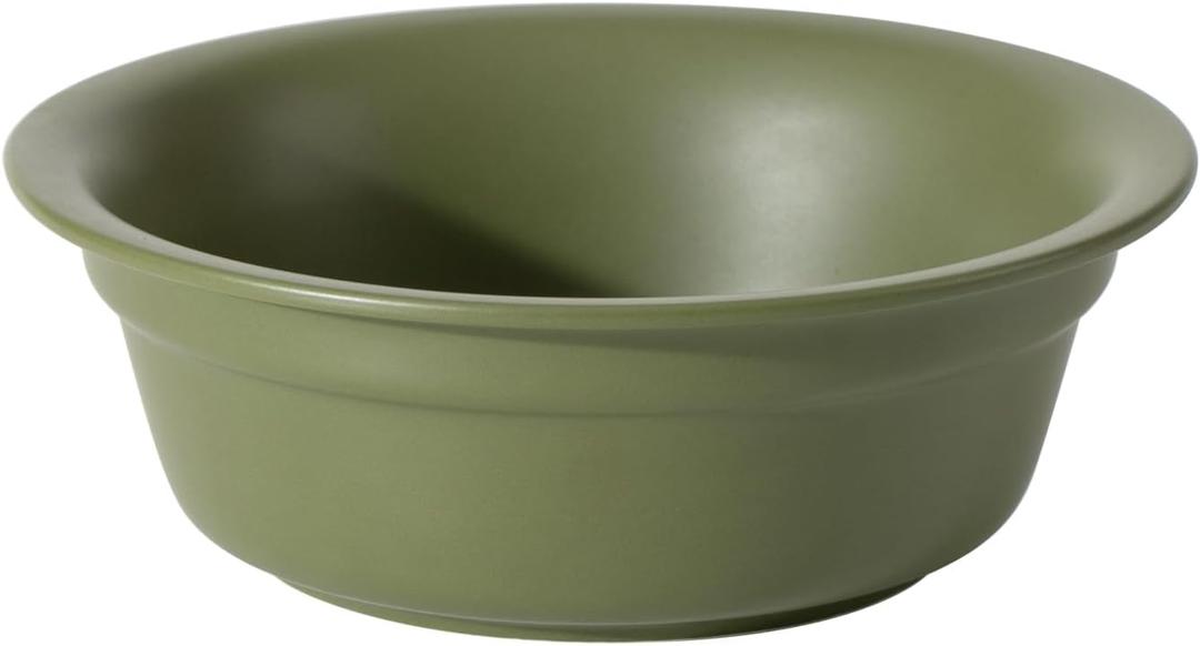 Ceramic 8.7inch Dog Bowl for Large Dogs, Basic 4 Cup Food or 37oz Water Bowl for Replacement, Wide Opening Rounded Edge(Single Bowls, Olive Green)