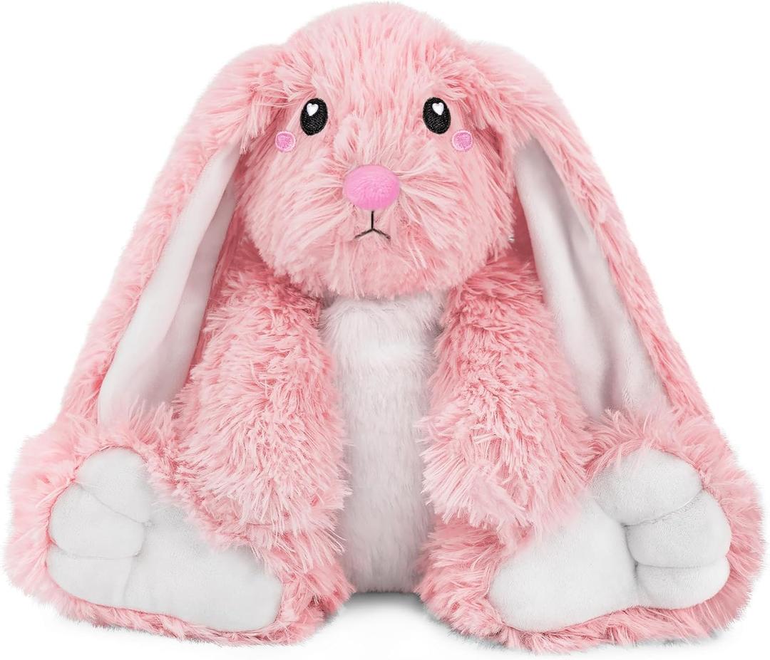 Bunny Microwavable Stuffed Animal 1.5 lb Unscented Heating Pad Plush, Soft Cozy Bunny Toy for Relaxation and Comfort, Gift for Women, Girls, Adults & Kids by Happy Fuel, Pink