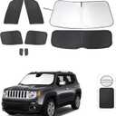 TINGLU Window Shades for Jeep Renegade 2015-2024 Accessories Car Side Full Windows Rear Triangular Windshield Sun Shade Sun UV Rays Privacy Protection for Camping Napping 8PCS