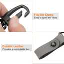 HARFINGTON Car Keychain Clip Leather Key Chain Ring Key Holder Organizer for Men (Grey)