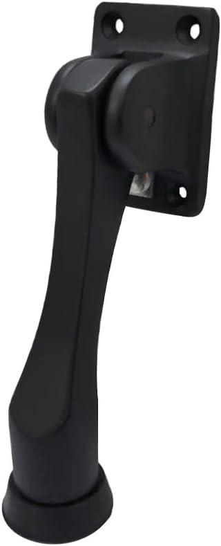 QCAA Solid Brass Drop Down Door Stop, 4", Matte Black, 1 Pack