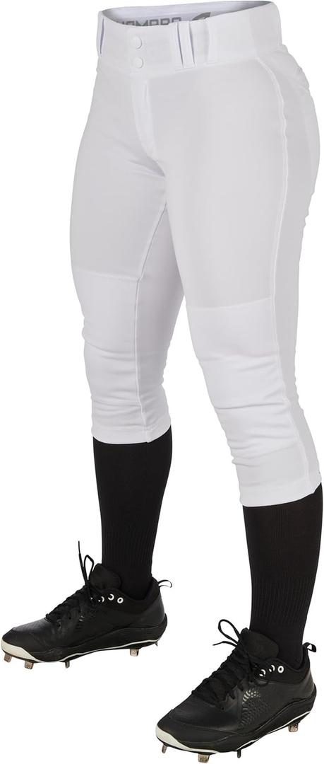 Champro Women's Tournament Traditional Low-Rise Softball Pants (Medium, White)