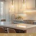 Emak 9 Inch Modern Pendant Lights Kitchen Island, Brushed Gold Pendant Light with Clear Glass Shade, Large Hanging Light Fixture for Kitchen, Dining Room, Bathroom, PL130-BGD-CG