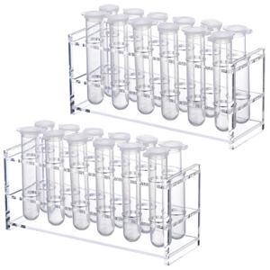 Cinnvoice 2 Pcs Acrylic Test Tube Holder Test Tube Rack 12 Sockets 18.7 mm Lab Vial Stand Clear for 15-18ml Centrifuge Tubes Syringe Holder, Not Include Tubes